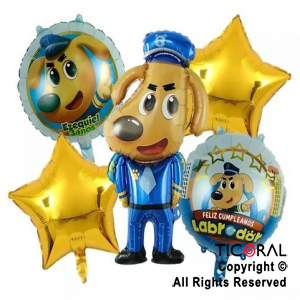 SET DE GLOBOS METALIZADO LABRADOR 5 UNIDADES X 1